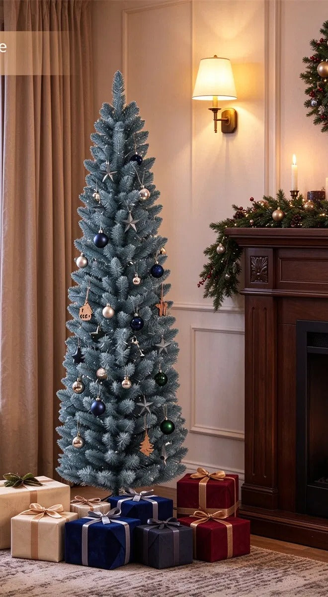 Small slim frosted pencil Christmas tree
