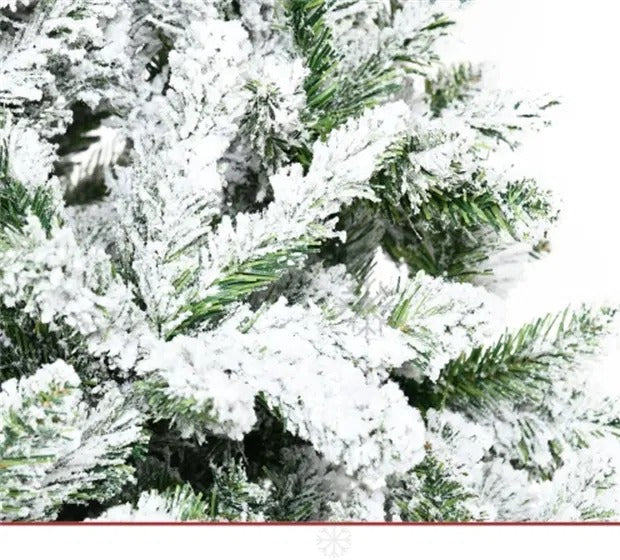 Snow flocked unlit pine Christmas tree