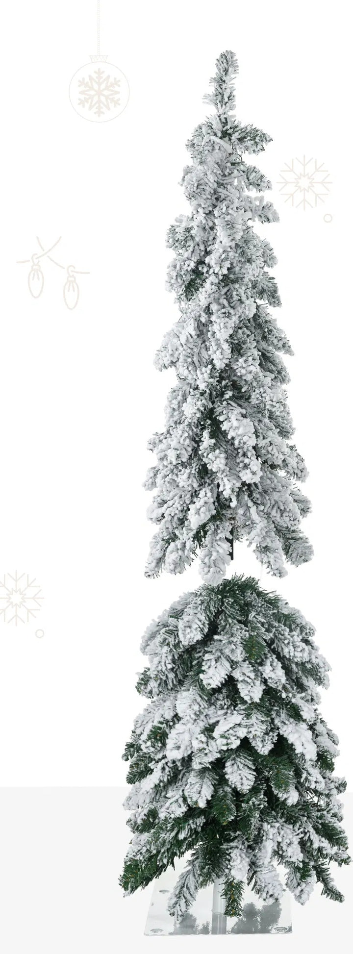 Small flocked pencil Christmas tree lit