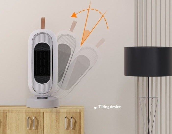 White oscillating tower fan heater with handle