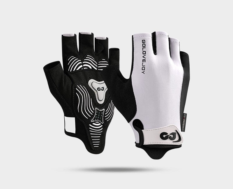 Black half-finger cycling gloves with padded palm