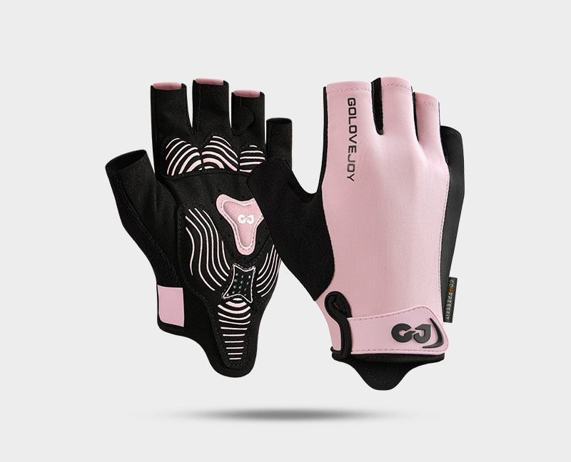 Black half-finger cycling gloves with padded palm