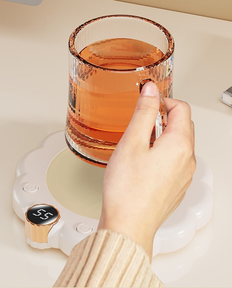 Flower-shaped mug warmer coaster in pink