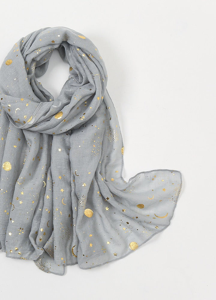 Navy scarf with gold star print