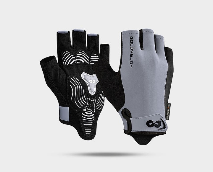 Black half-finger cycling gloves with padded palm