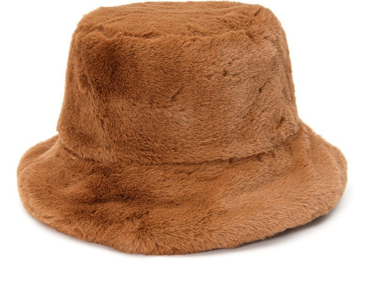 Fluffy leopard print faux fur bucket hat