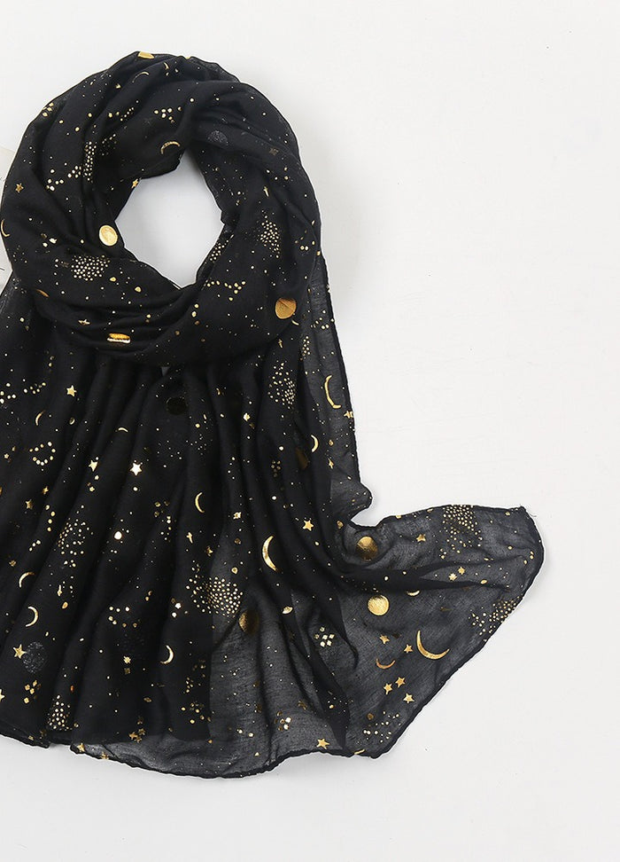 Colverro Star and Moon Print Scarf with Gold Foil