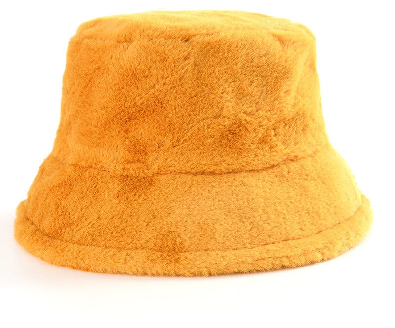 Fluffy leopard print faux fur bucket hat