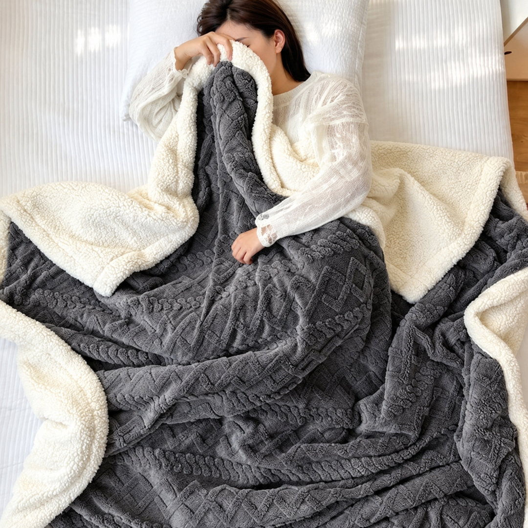 Colverro™ Reversible Sherpa Fleece Blanket, Warm Without the Bulk