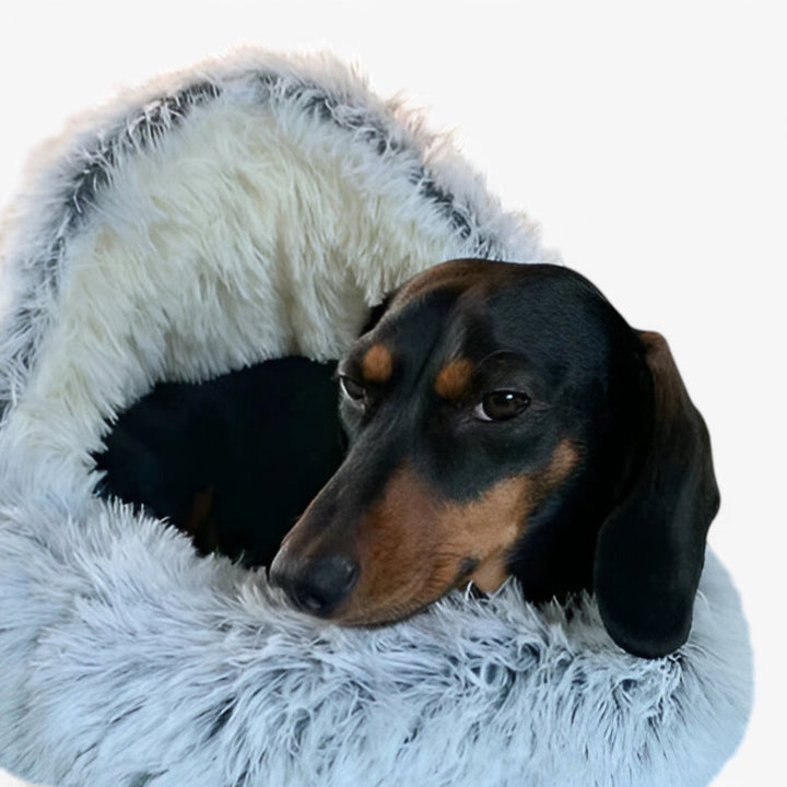 Colverro™ Round Faux Fur Pet Bed with Washable Cover and Non-Slip Bottom