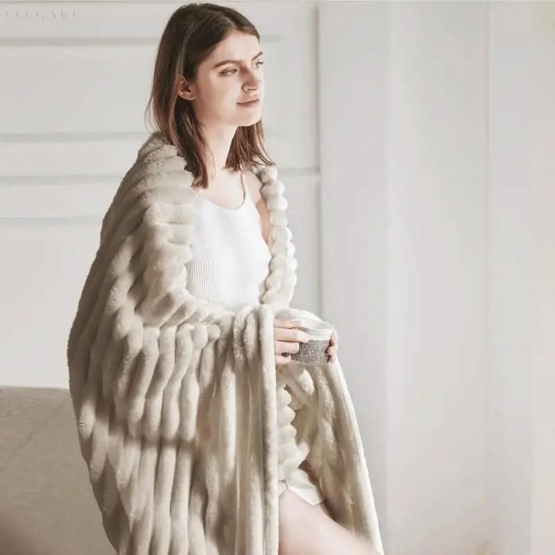 Colverro™ Plush Textured Throw Blanket for Bed and Couch