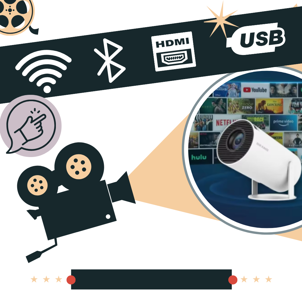 Colverro™ Portable 4K Ultra HD Projector with Wi-Fi, Bluetooth and HDMI