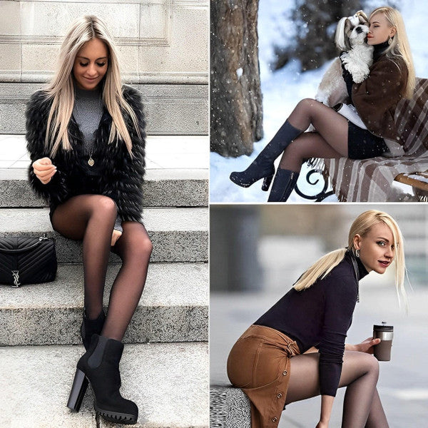 Colverro™ Sheer-Look Fleece-Lined Tights to Keep Legs Warm in Winter