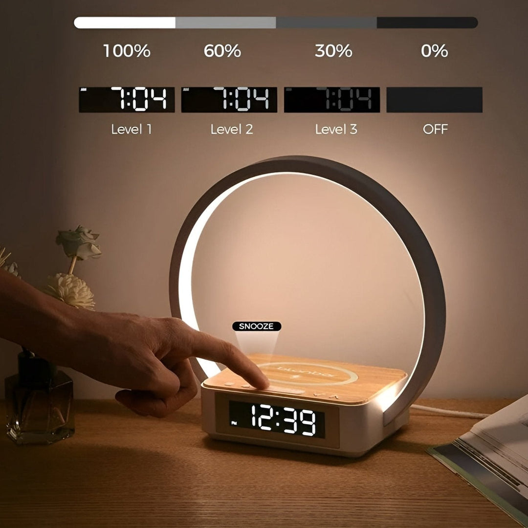 Colverro™ 3-in-1 Bedside Lamp with Wireless Charger and Alarm Clock