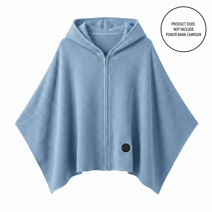 Colverro™ Hooded USB Heated Shawl with Zipper and 3 Heat Settings