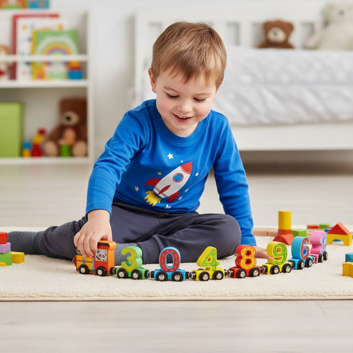 Colverro™ Magnetic Wooden Number Train for Kids Ages 3 to 6