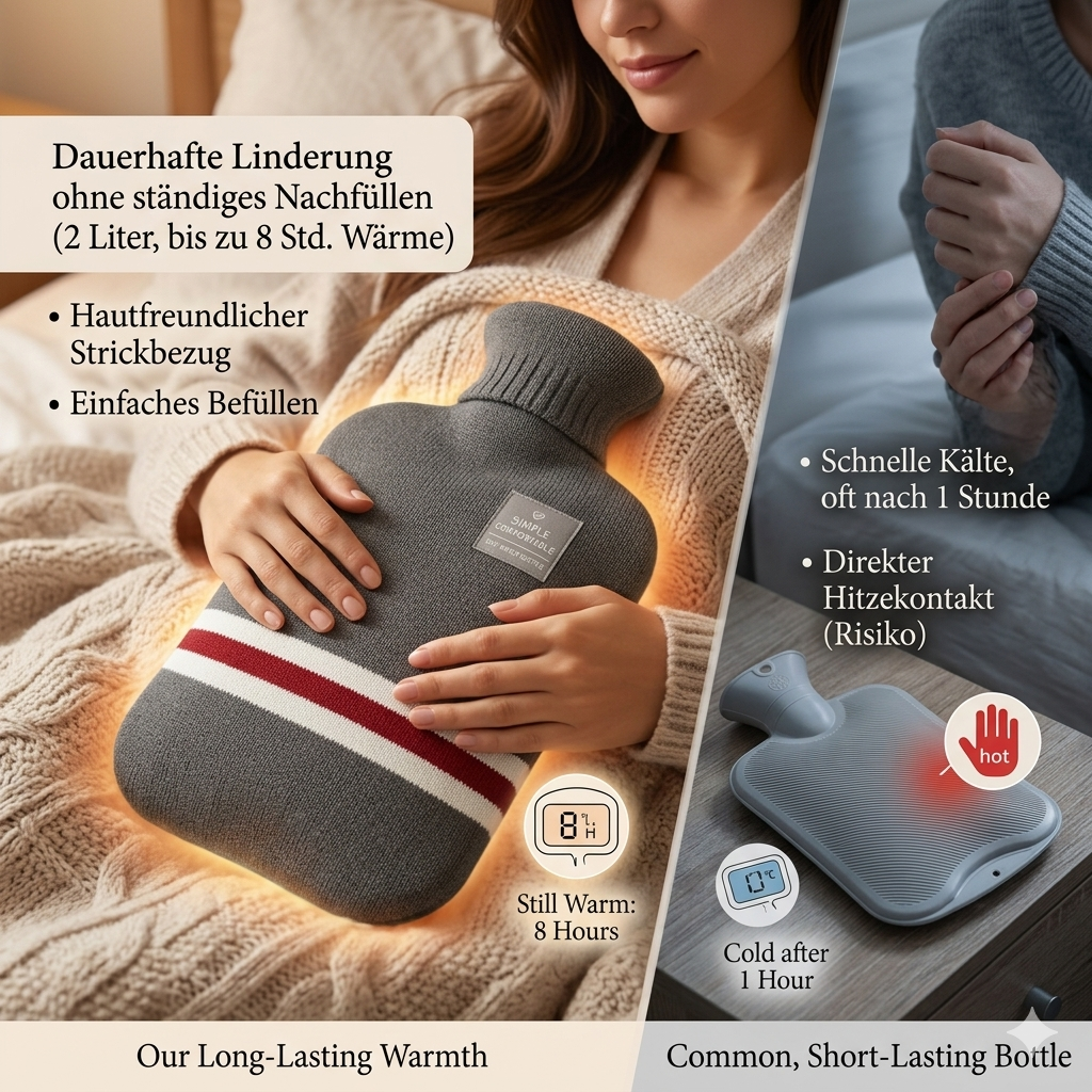 Colverro™ 2 Liter Hot Water Bottle with Knit Cover, Warm for Hours