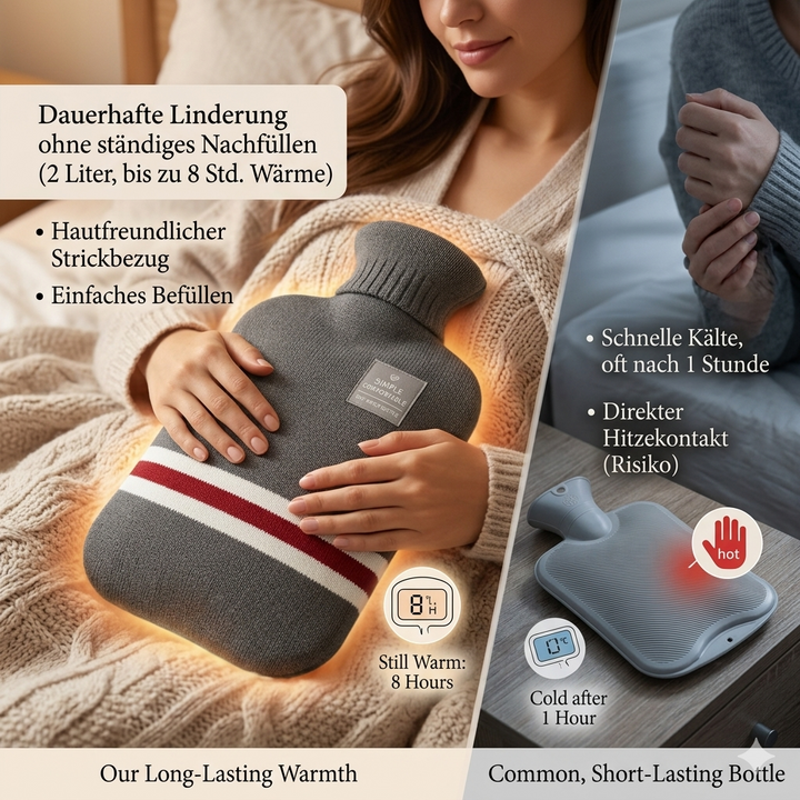 Colverro™ 2 Liter Hot Water Bottle with Knit Cover, Warm for Hours