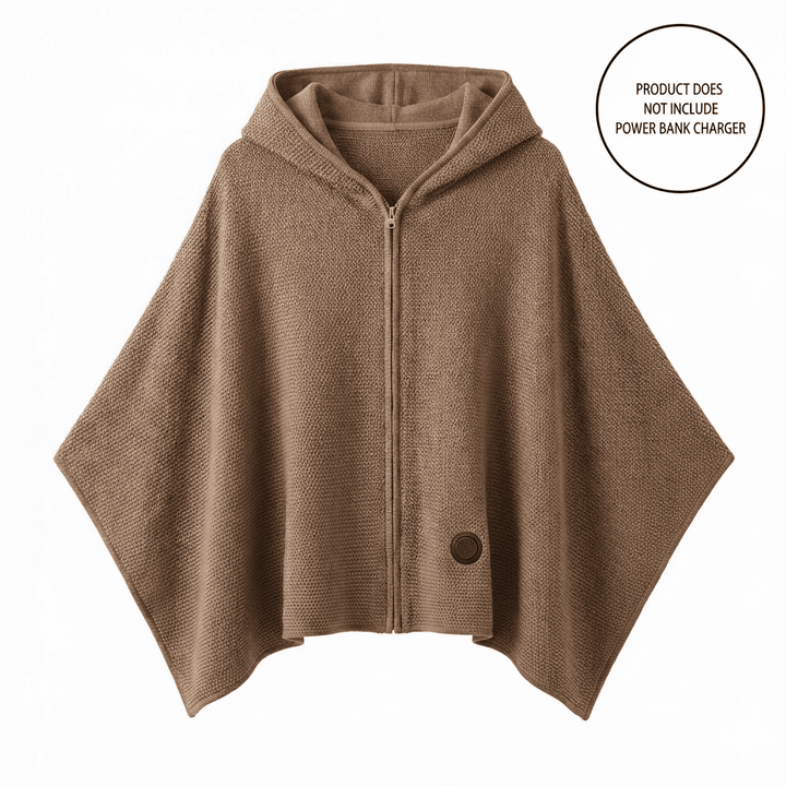 Colverro™ Hooded USB Heated Shawl with Zipper and 3 Heat Settings