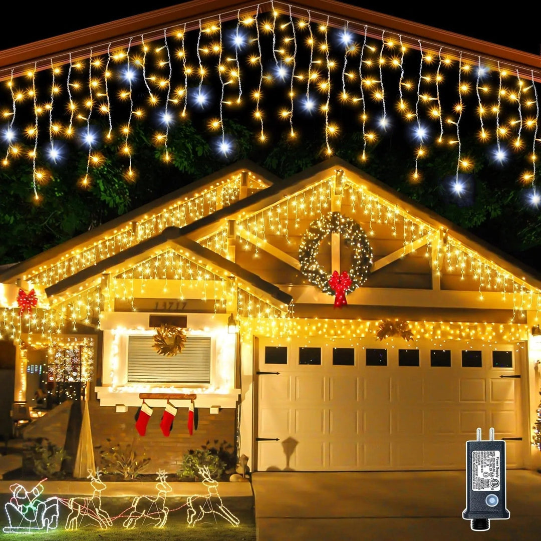 Colverro™ Warm White LED Icicle Curtain Lights, Weather Resistant