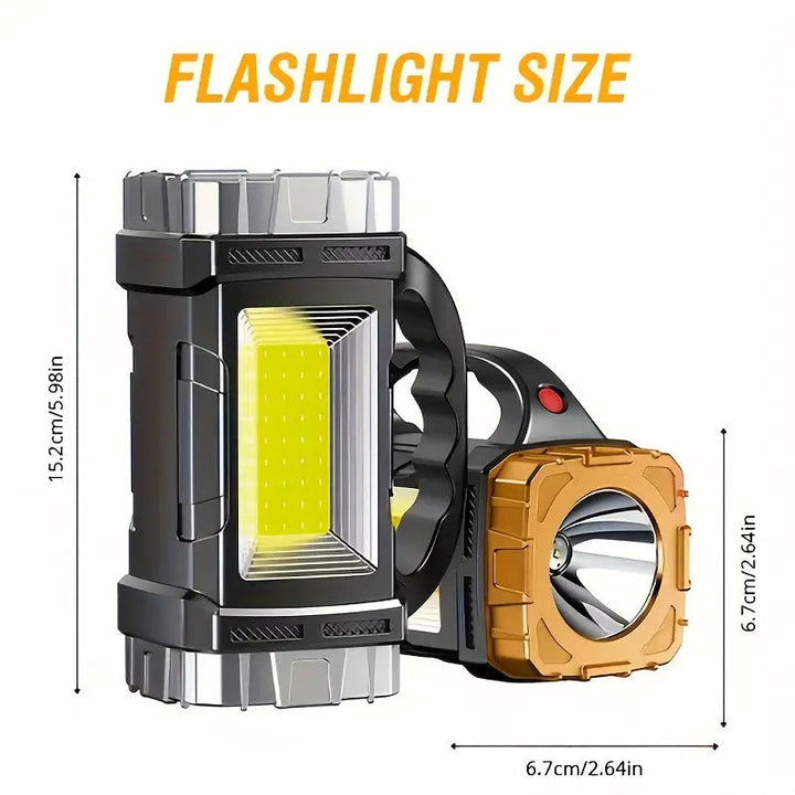Colverro™ Solar Rechargeable LED Flashlight with COB Floodlight and Power Bank