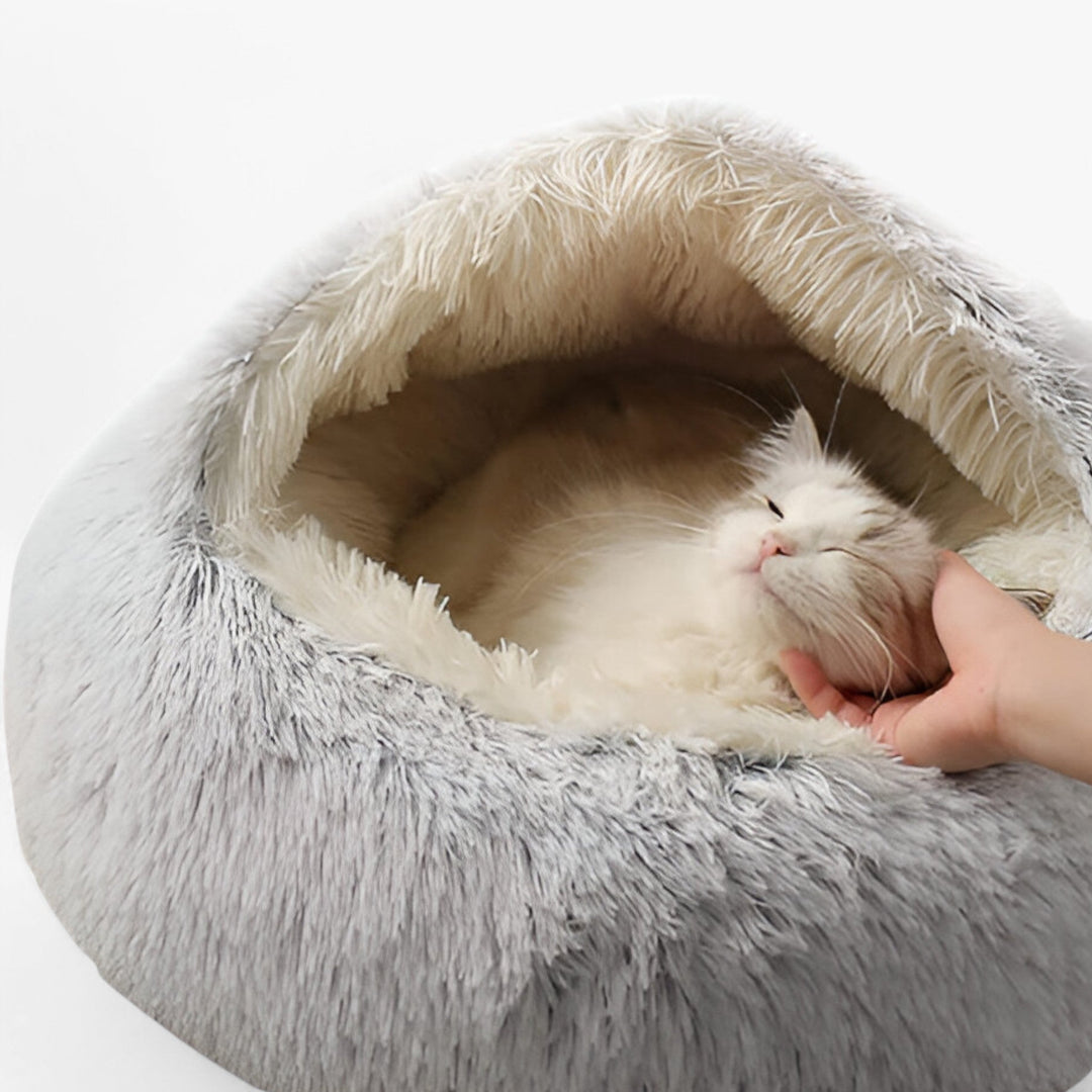 Colverro™ Round Faux Fur Pet Bed with Washable Cover and Non-Slip Bottom
