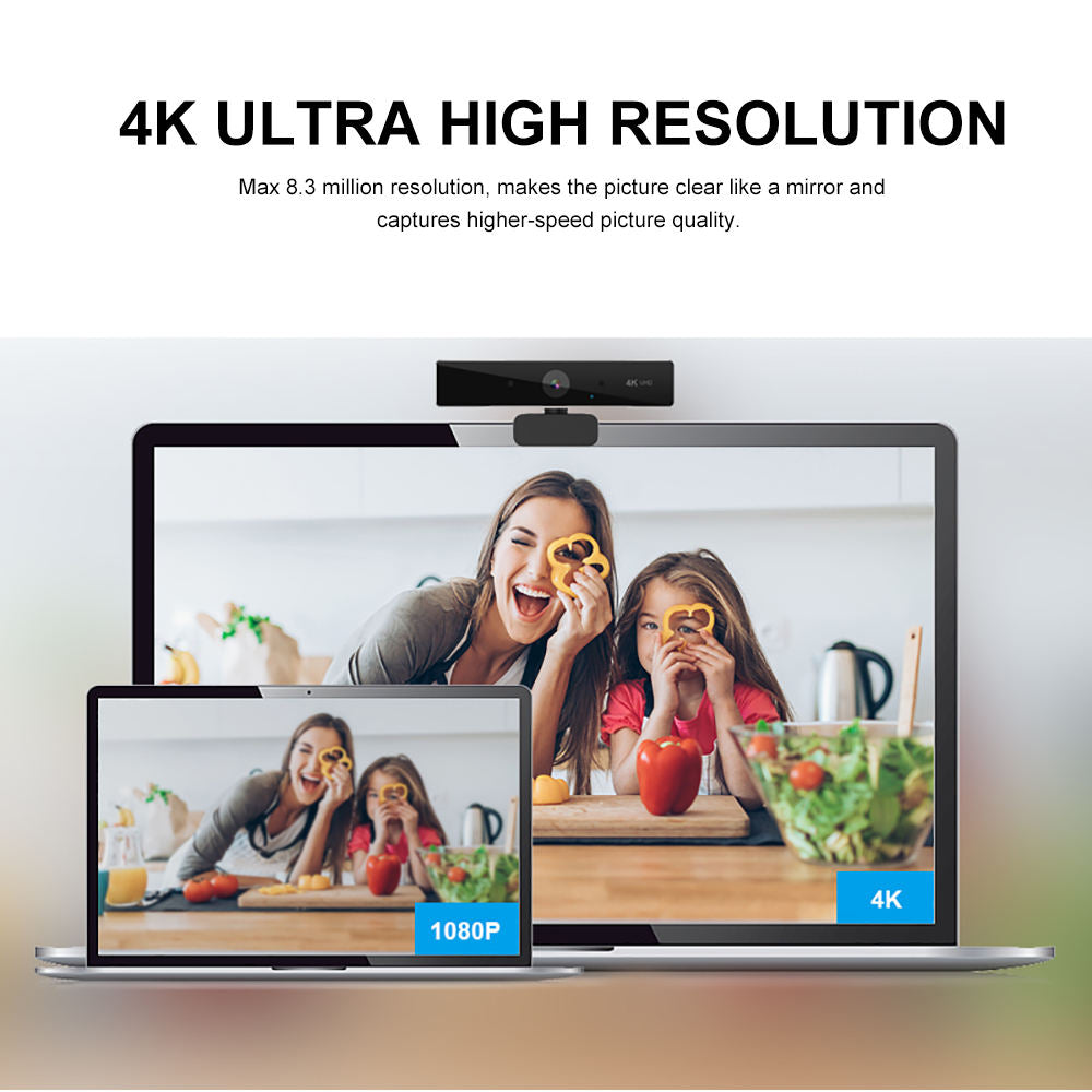 Colverro™ 4K Webcam with Autofocus, Built-In Mic and Auto Light Correction