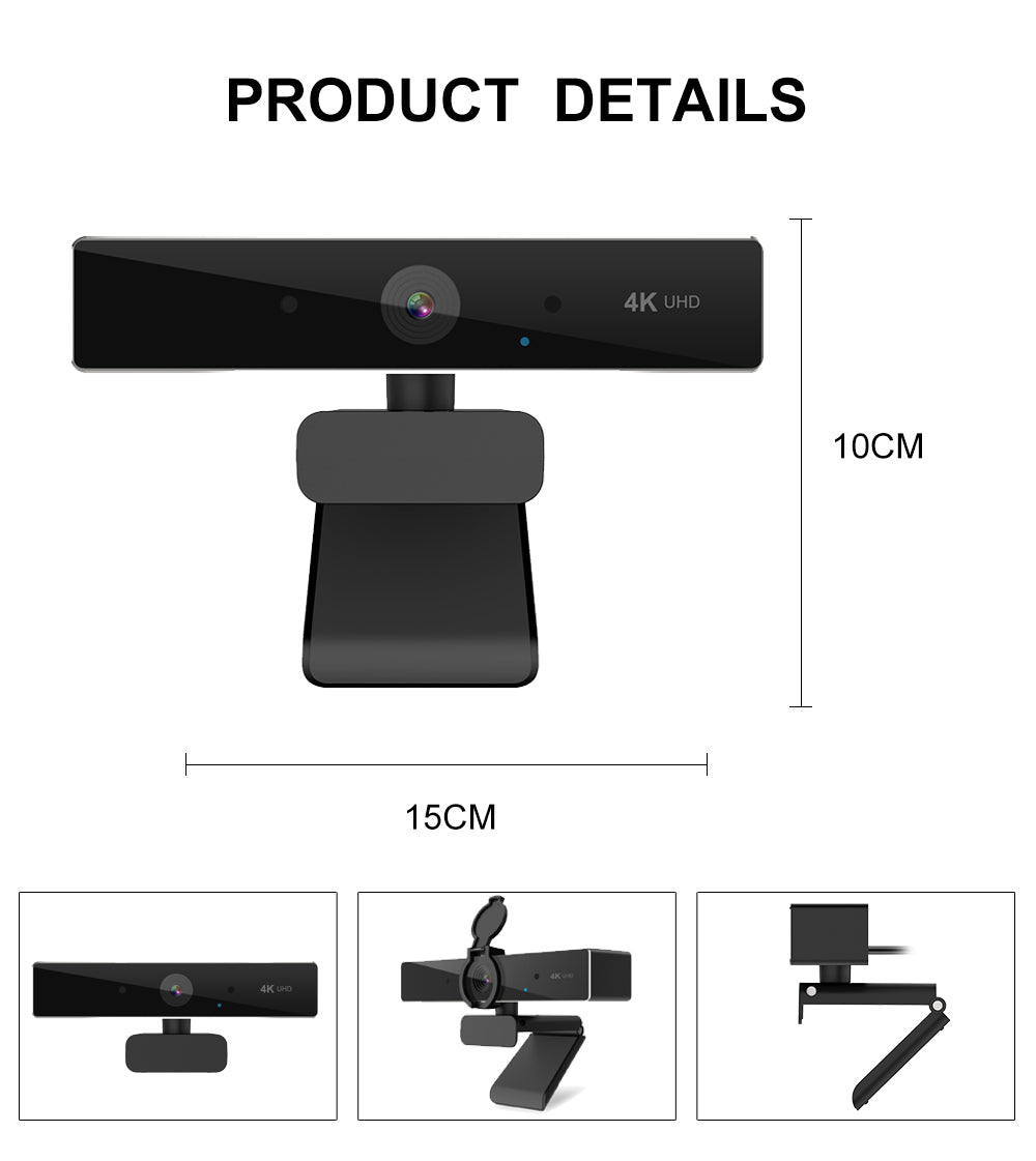 Colverro™ 4K Webcam with Autofocus, Built-In Mic and Auto Light Correction