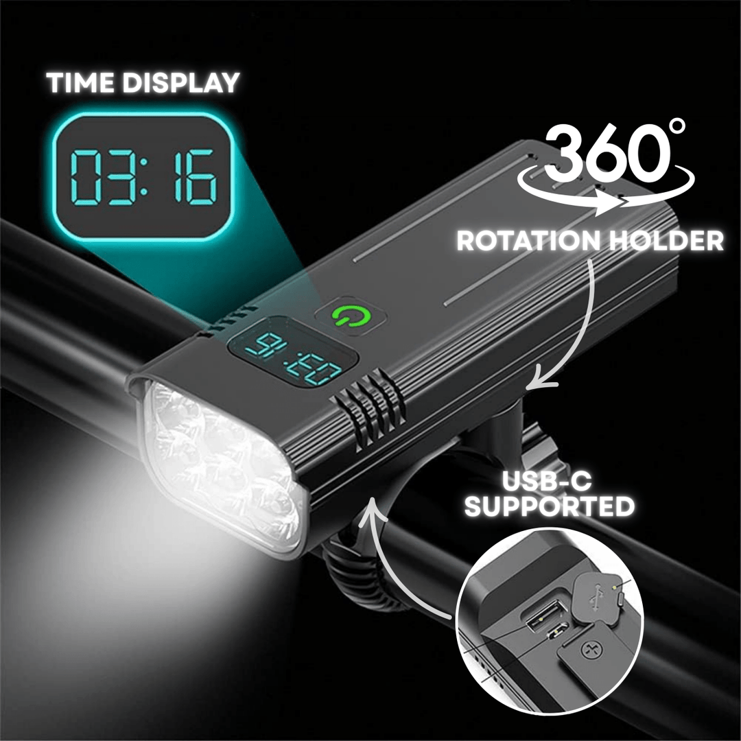 Colverro™ 5000 Lumen Bike Light with 12 LEDs and USB-C Rechargeable Battery