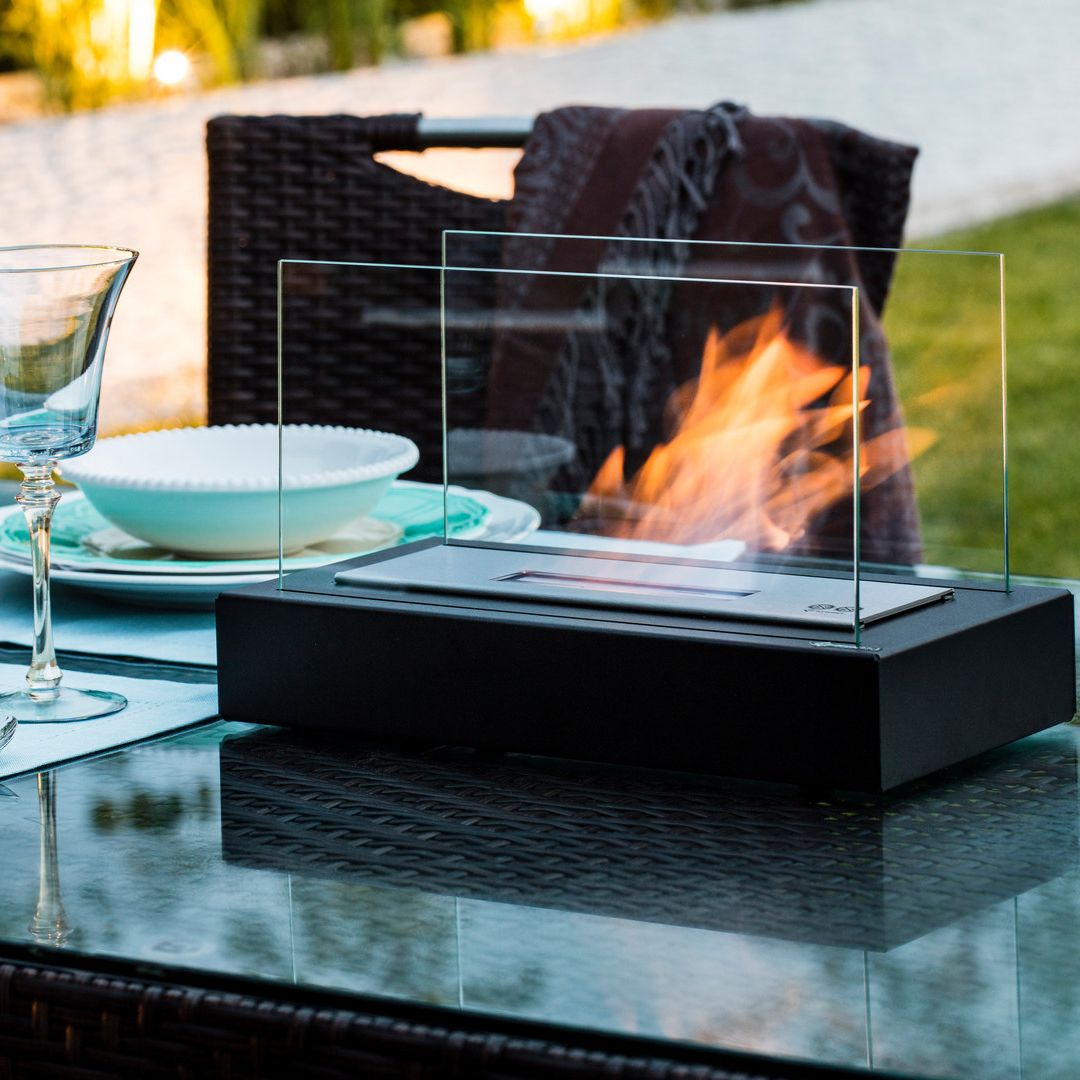 Colverro™ Indoor/Outdoor Tabletop Fire Pit with Tempered Glass Panels
