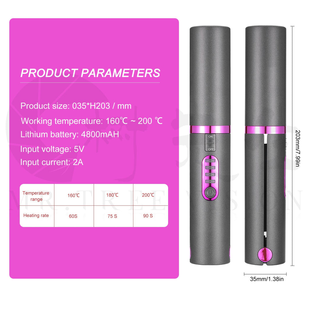 Colverro™ Cordless USB 2-in-1 Mini Flat Iron and Curler for Travel