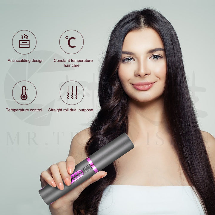 Colverro™ Cordless USB 2-in-1 Mini Flat Iron and Curler for Travel