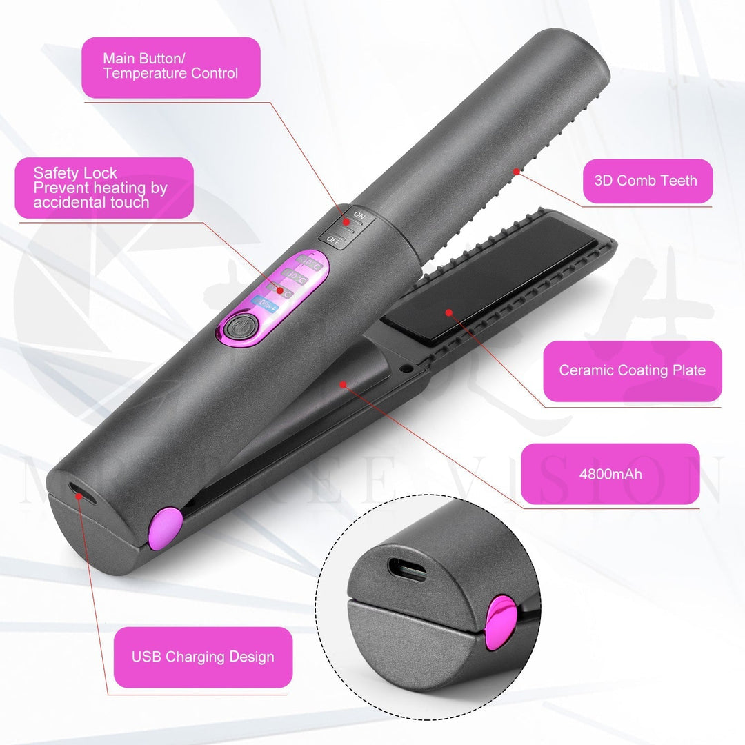 Colverro™ Cordless USB 2-in-1 Mini Flat Iron and Curler for Travel