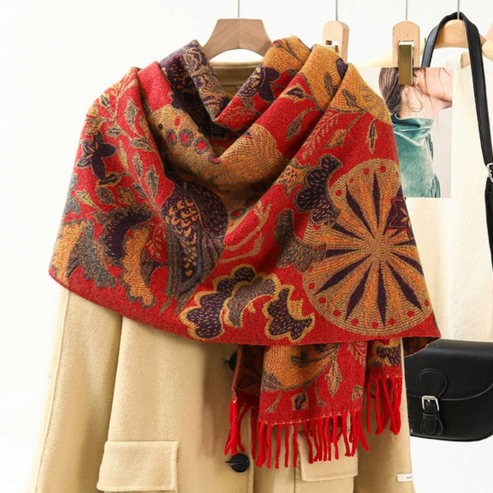 Colverro™ Ethnic Pattern Pashmina Shawl Scarf – Soft &amp; Vibrant Wrap