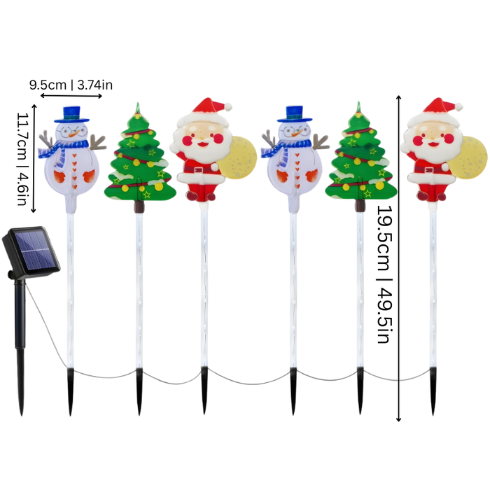 Colverro™ Solar Christmas Pathway Lights with Santa and Snowmen, 6-Pack