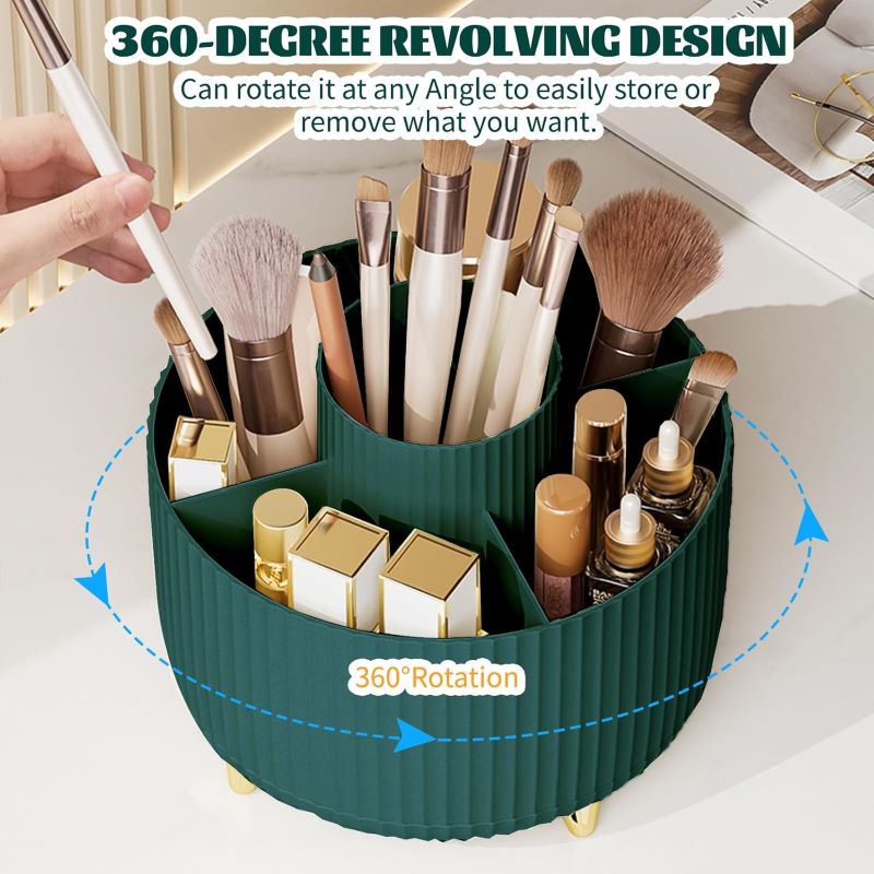 Colverro™ 360° Rotating Makeup Organizer with 5 Compartments