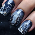 Colverro™ Artistic Winter Landscape Press-On Nails in Slate Gray