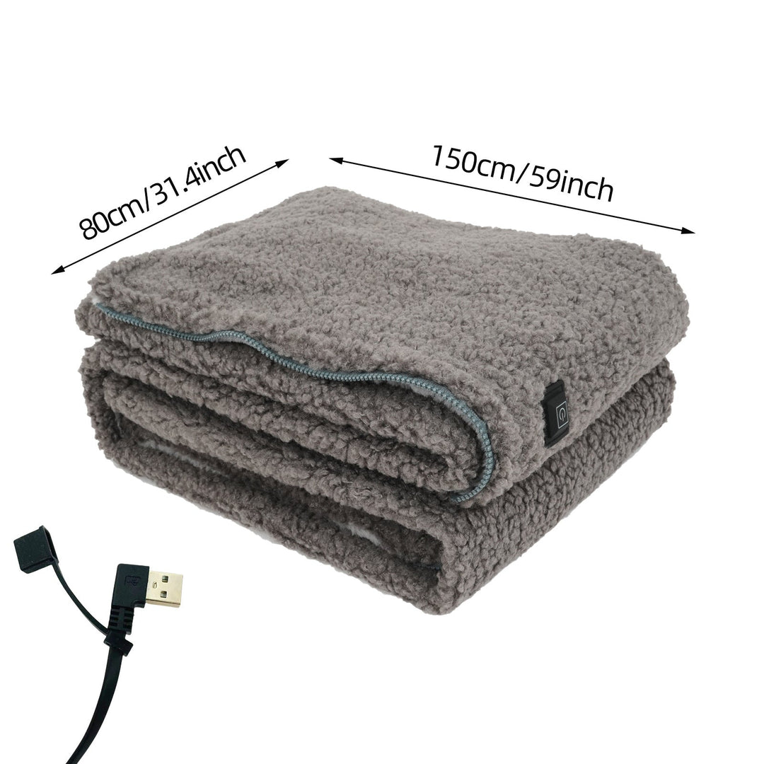 Colverro™ Sherpa &amp; Faux Fur USB Heated Throw with 3 Heat Levels