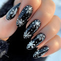 Colverro™ Winter Snowflake Nail Art Design on a Glossy Black Base
