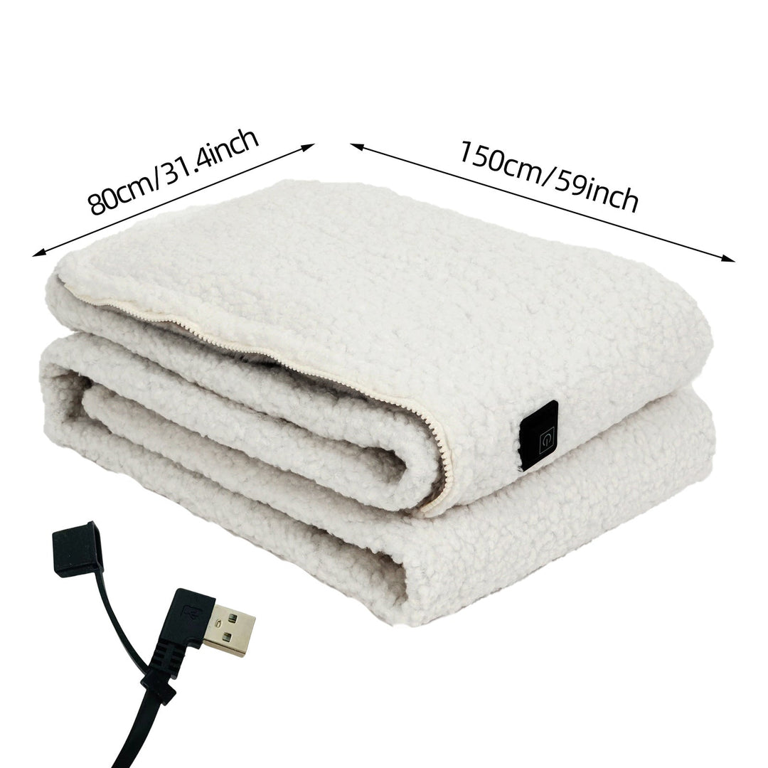 Colverro™ Sherpa &amp; Faux Fur USB Heated Throw with 3 Heat Levels
