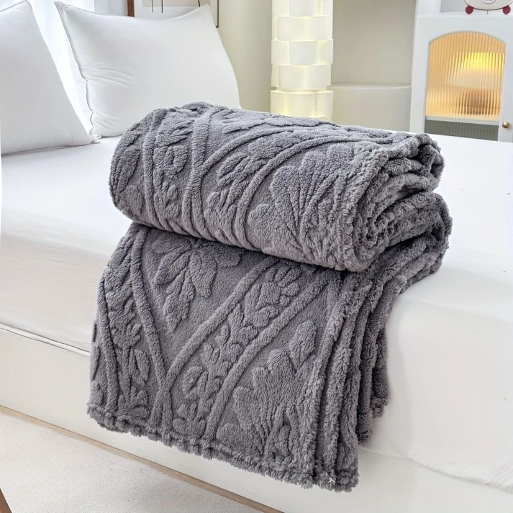 Colverro™ Geometric Jacquard Fleece Throw with French-Inspired Texture