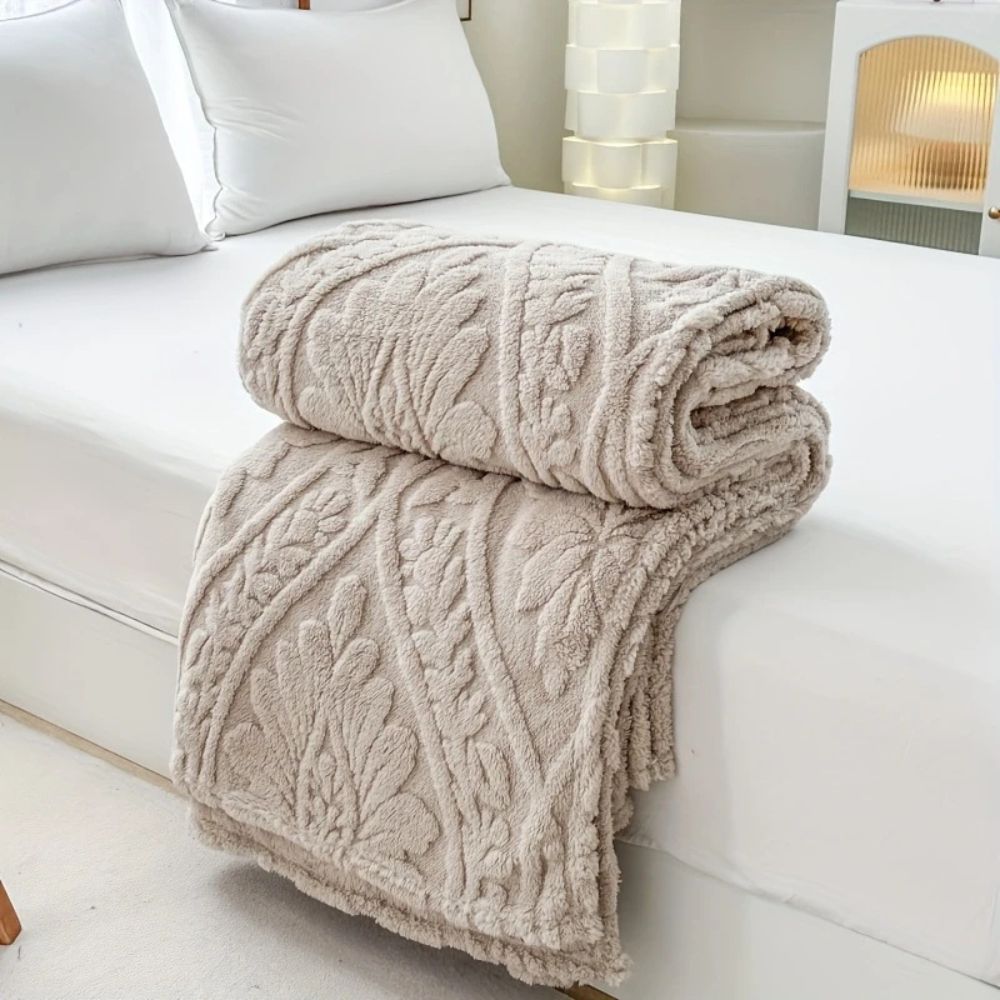 Colverro™ Geometric Jacquard Fleece Throw with French-Inspired Texture