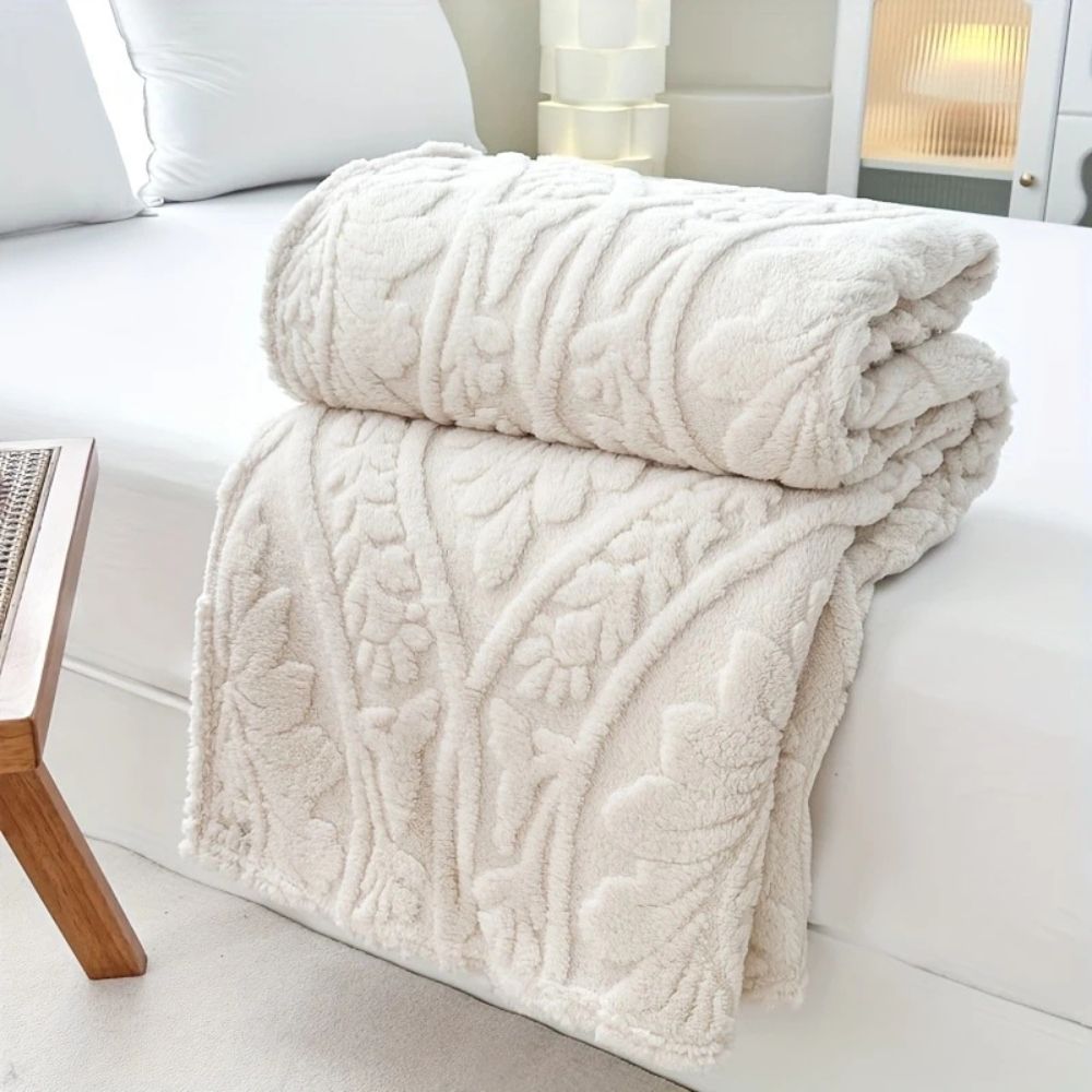 Colverro™ Geometric Jacquard Fleece Throw with French-Inspired Texture
