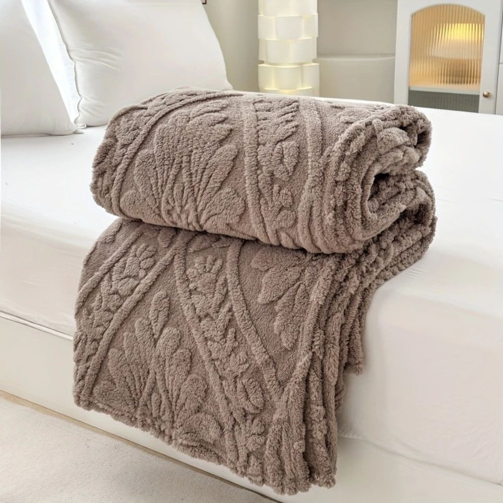 Colverro™ Geometric Jacquard Fleece Throw with French-Inspired Texture