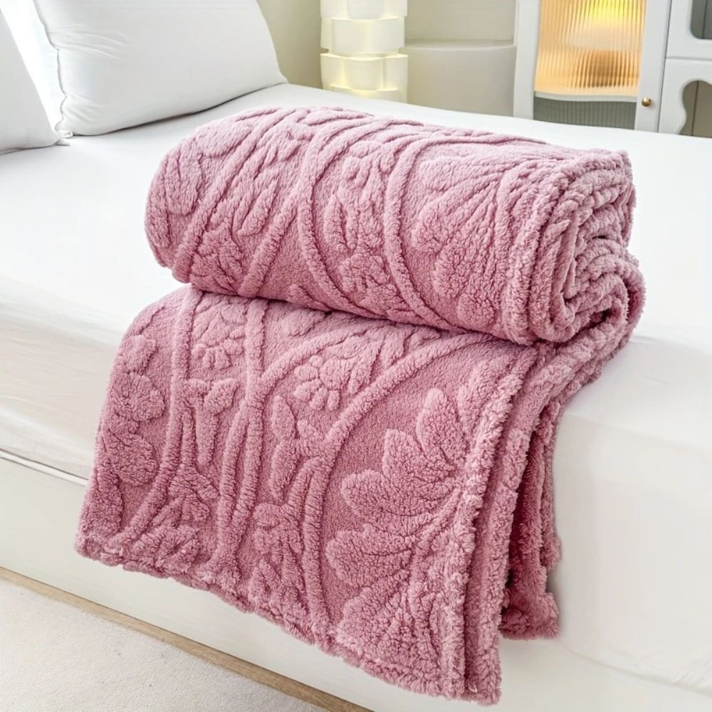 Colverro™ Geometric Jacquard Fleece Throw with French-Inspired Texture