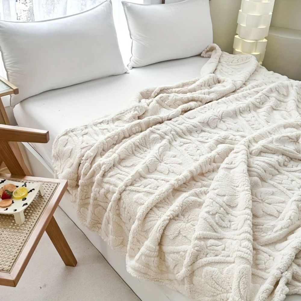 Colverro™ Geometric Jacquard Fleece Throw with French-Inspired Texture