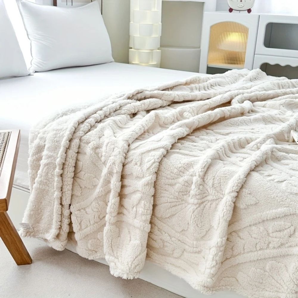 Colverro™ Geometric Jacquard Fleece Throw with French-Inspired Texture
