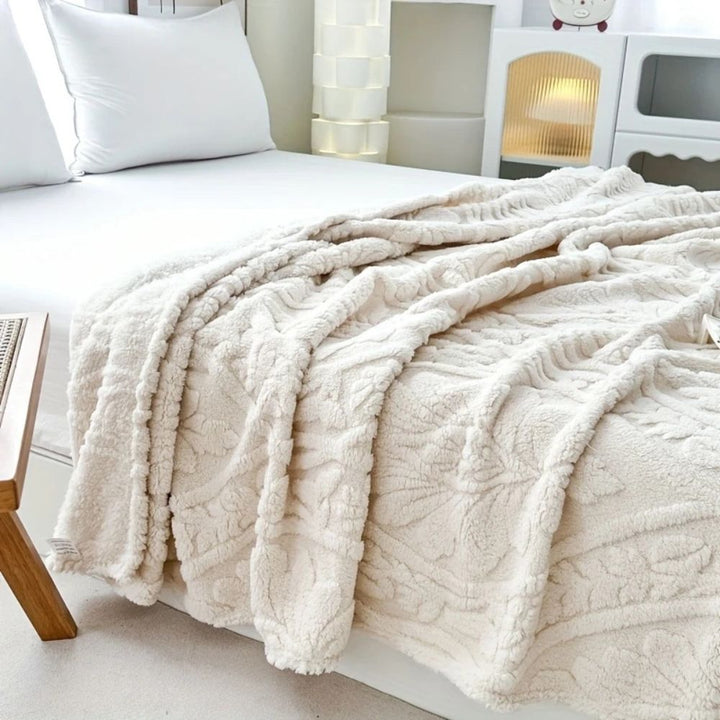 Colverro™ Geometric Jacquard Fleece Throw with French-Inspired Texture
