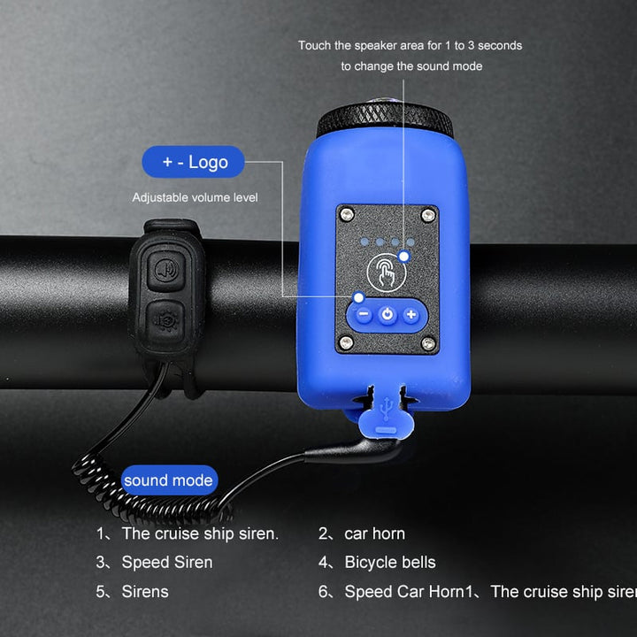 Colverro™ 110dB Rechargeable Bike Horn and Headlight – 2-in-1, Waterproof
