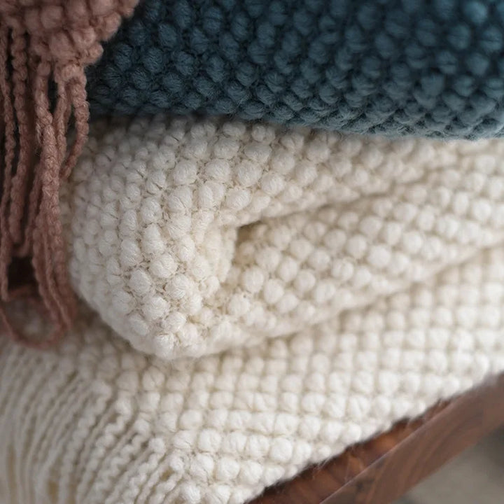 Colverro™ Cream White Wool Blanket, Warm and Cozy Year-Round